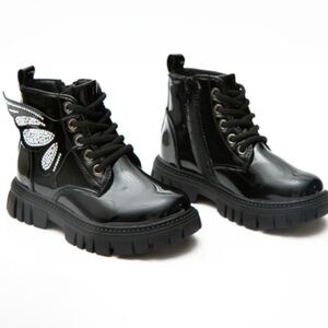 Kids Mini chunky Boots with Butterfly Design Size 5